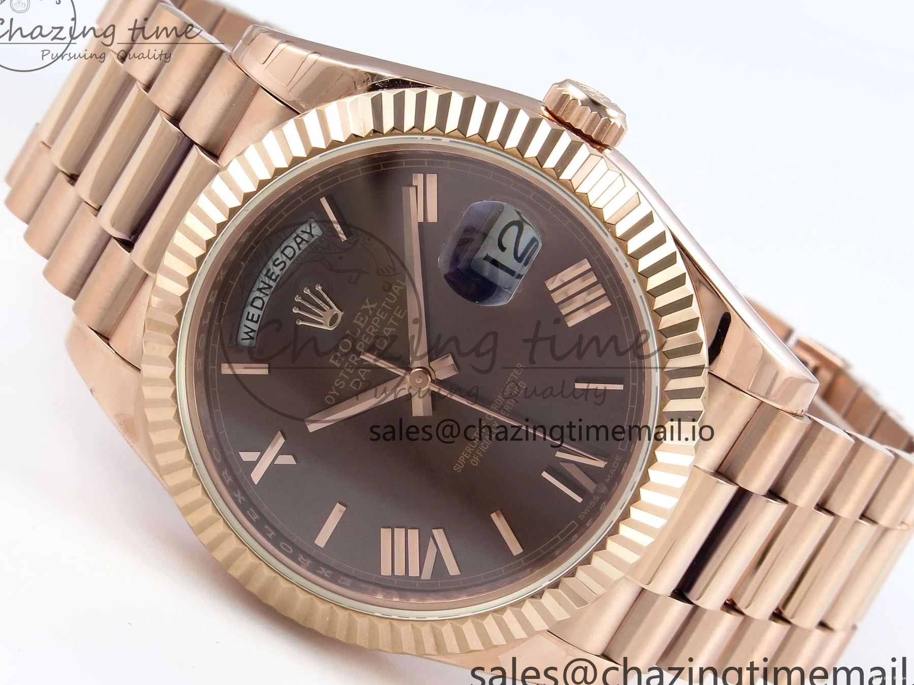 0217 QuickDry Day Date 40 RG 228235 KF 1:1 Best Edition Brown Roman Dial on President Bracelet VR3255 (Gain Weight) 838